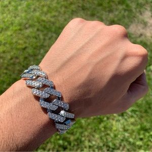 14k White Gold Plated Cuban Link Iced Bracelet 20mm *Brand New*